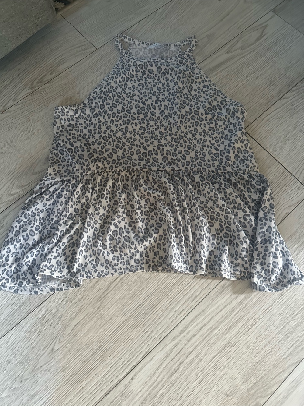 gaze Leopard Print Tank Top - Gray & Cream